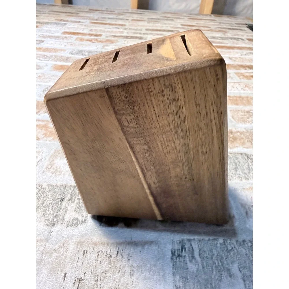 The Pioneer Woman Acacia Wood Knife Block Floral 4 Slot Universal Holder